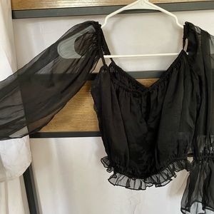 Urban Outfitters Sheer Off The Shoulder Top